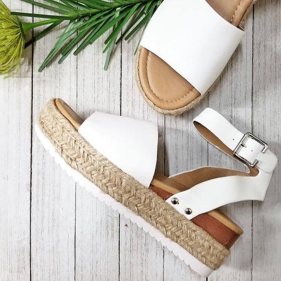 Shoes - New White Flatform Espadrille Platform Sandals
